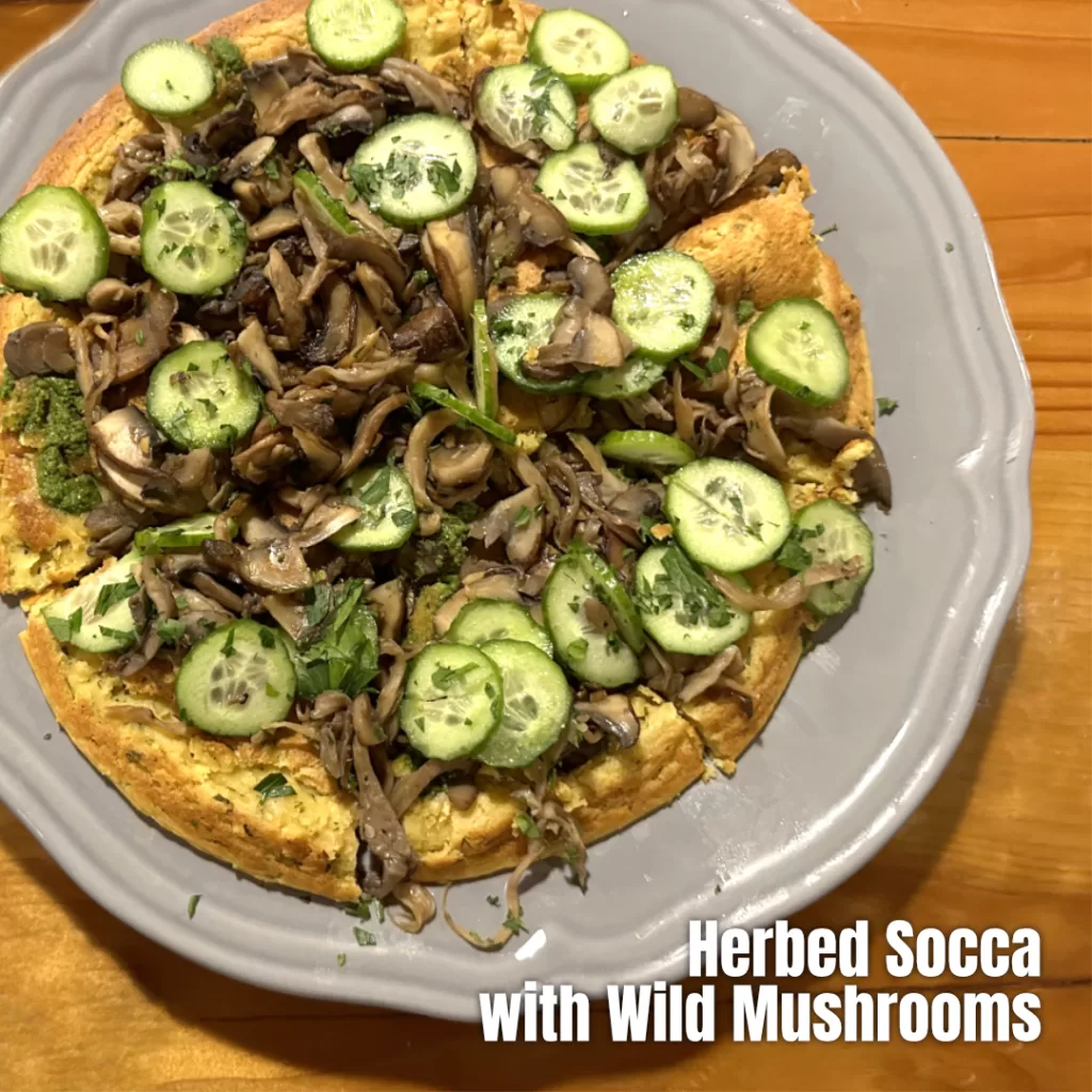 Mindful Kitchen workshop at Restaurant Relax - Herbed Socca with Wild Mushrooms