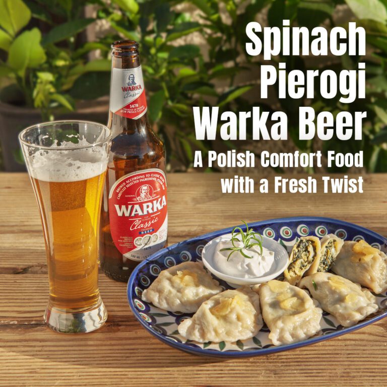 Spinach Pierogi & Warka Beer