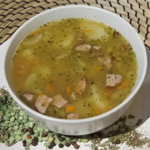 Traditional Polish split pea soup, grochówka at Restaurant Relax