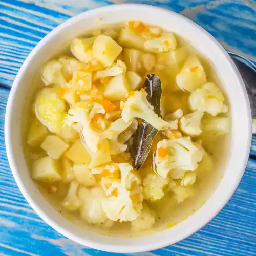 Traditional Polish cauliflower soup, zupa kalafiorowa at Restaurant Relax in Greenpoint